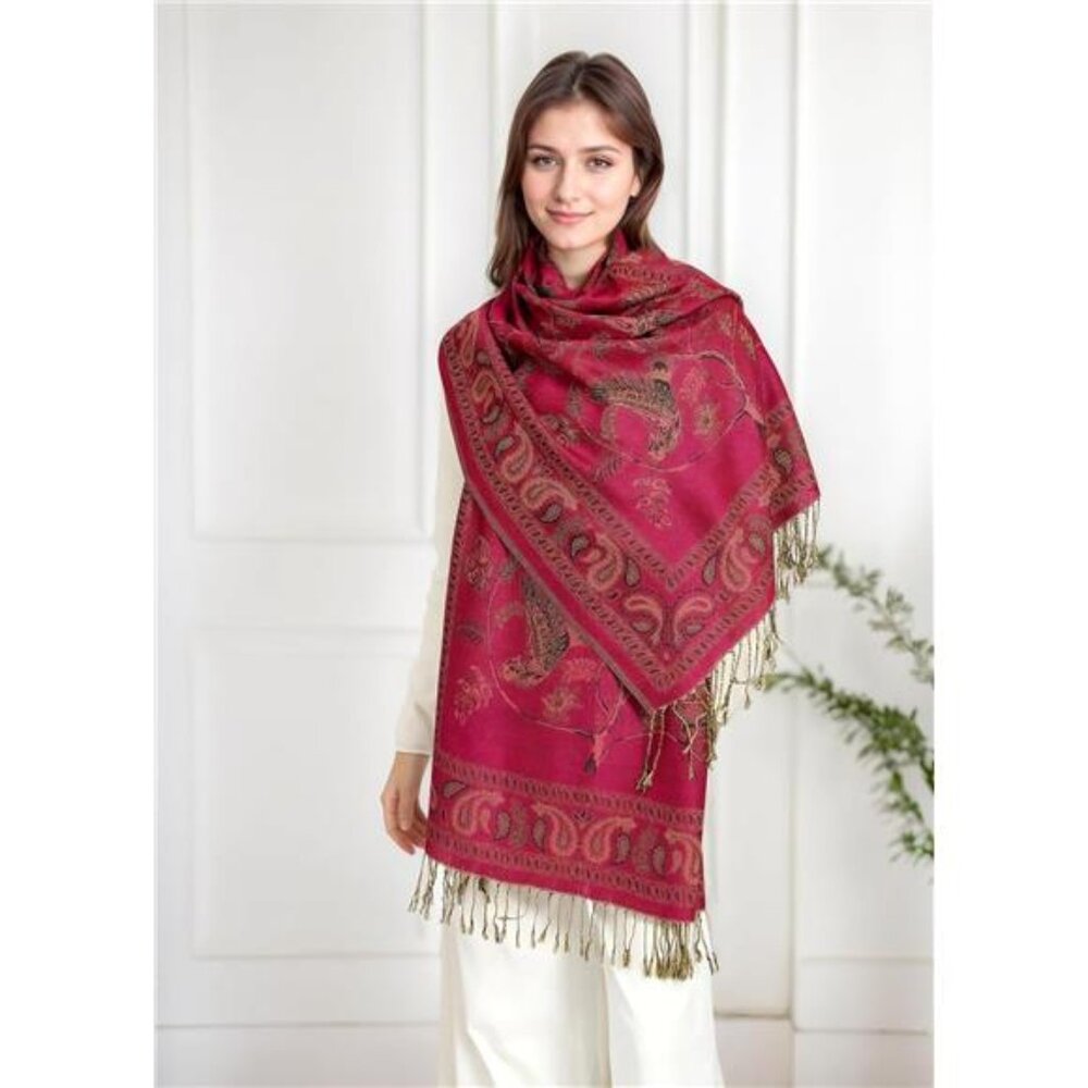 Reversible Pashmina Rave Scarf, Shawls Wraps Hot Pink - Picture 3 of 4